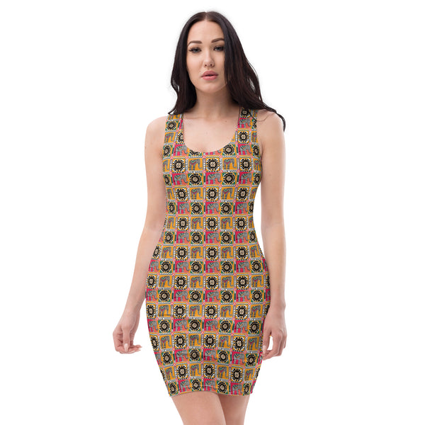 Kalamkari Hathi Bodycon dress