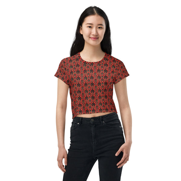 Kalamkari Red and Black Crop Tee