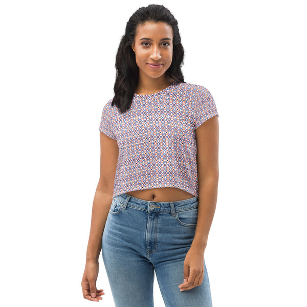 Ikat Motifs Print Crop Tee