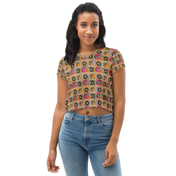 Kalamkari Hathi Crop Tee