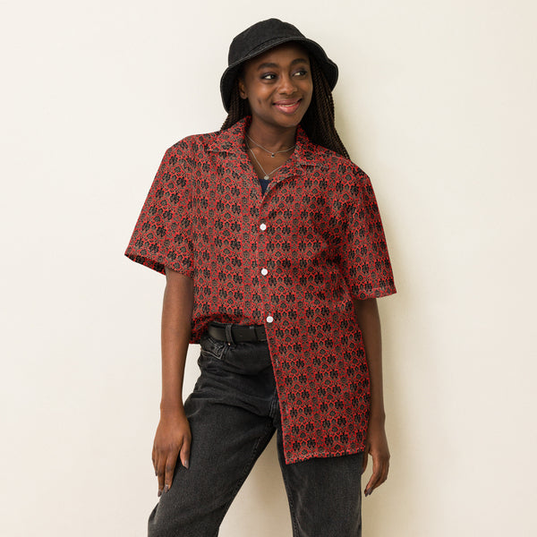 Bold Kalamkari Block Print Unisex button shirt