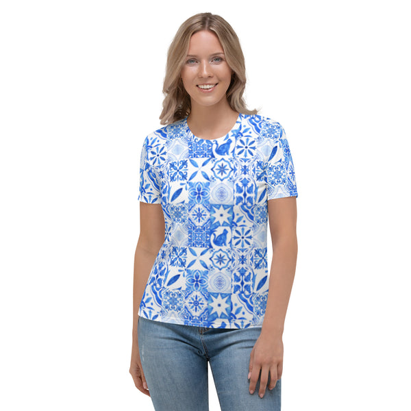 Women's indigo mosaic T-shirt